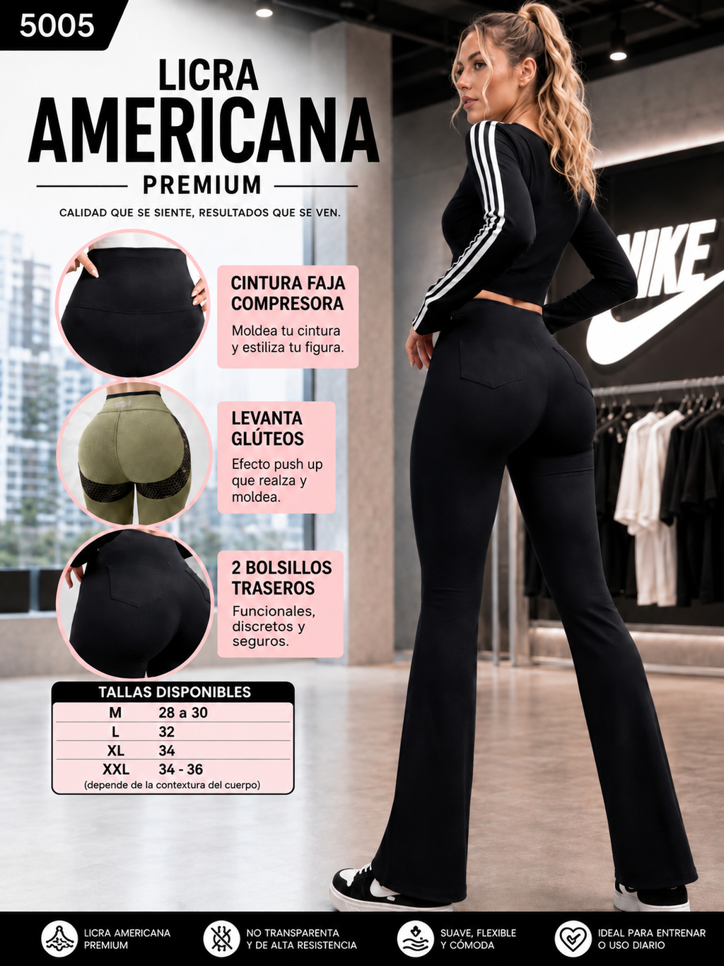 LICRA AMERICANA PREMIUM CON 2 BOLSILLOS – CÓDIGO 5005