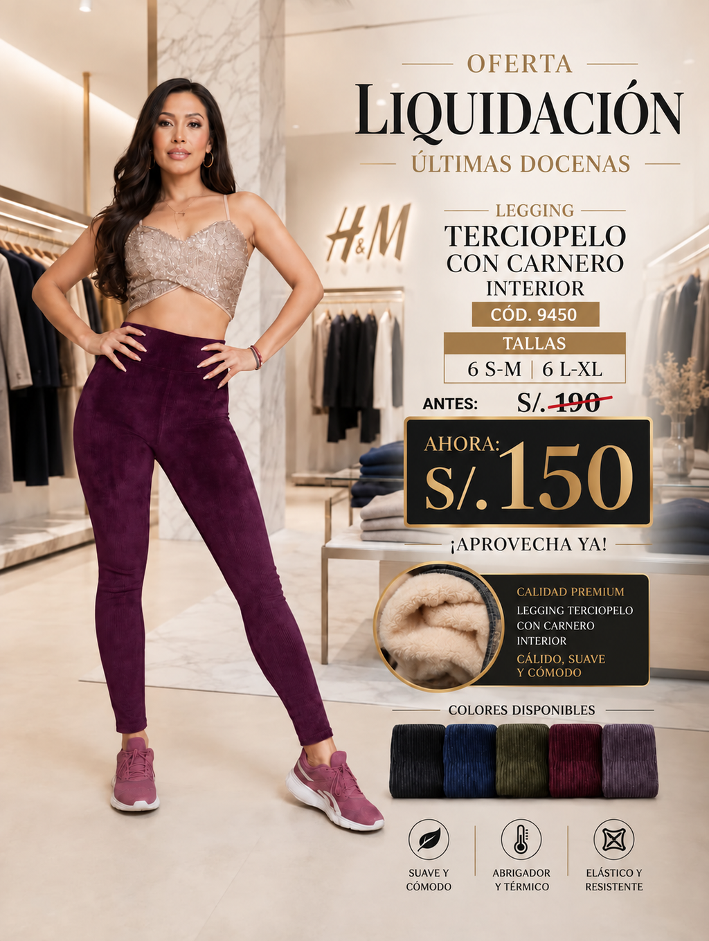 Legging de Terciopelo con Carnero Interior – Cód. 9450