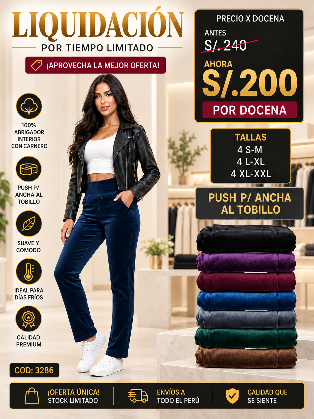 Pantalón clásico afelpado con carnero – Código 3286