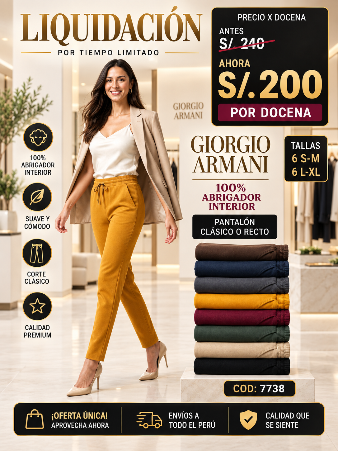 Pantalón Clásico Abrigador de Invierno – Código 7738