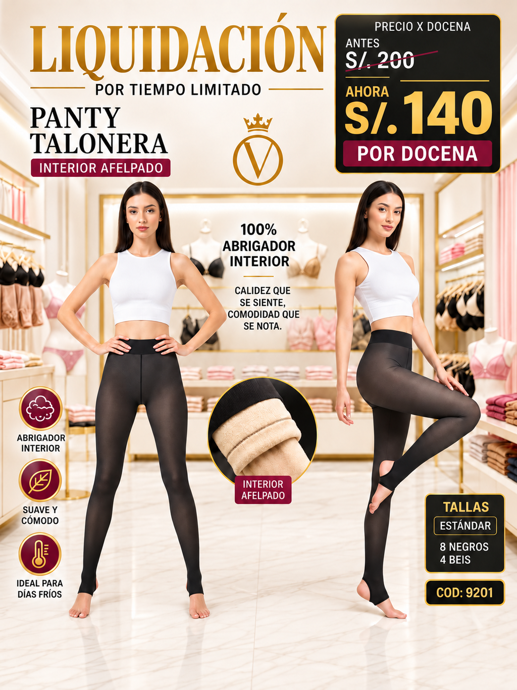 Panty Talonera Afelpada de Invierno – Código 9201