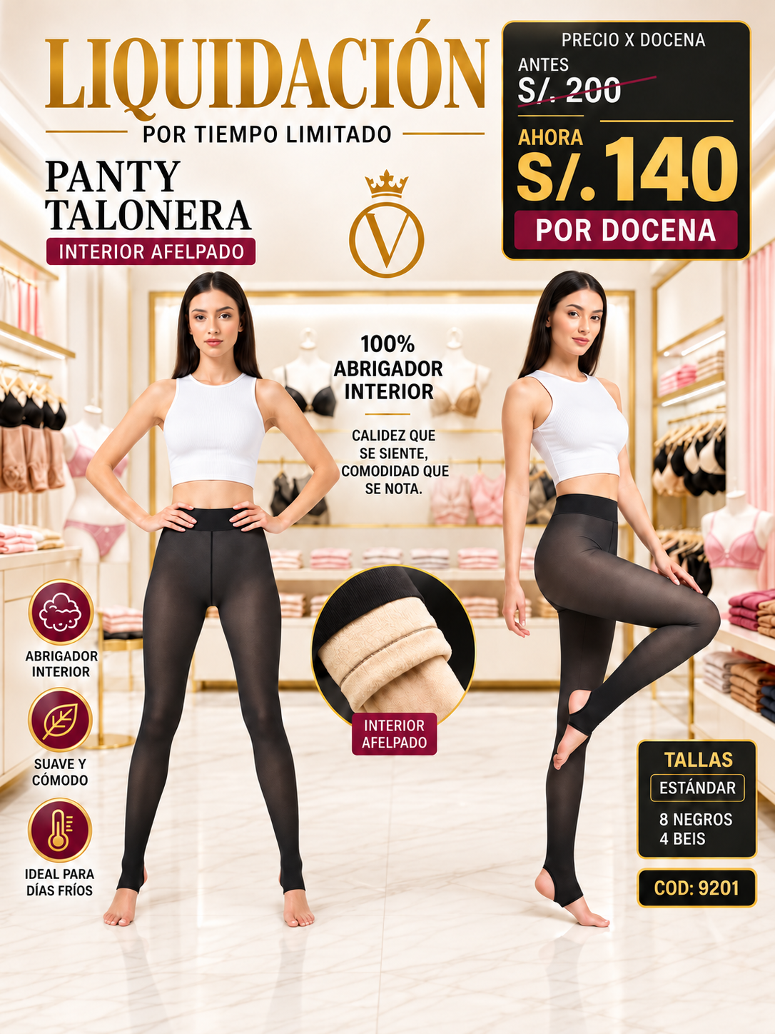 Panty Talonera Afelpada de Invierno – Código 9201