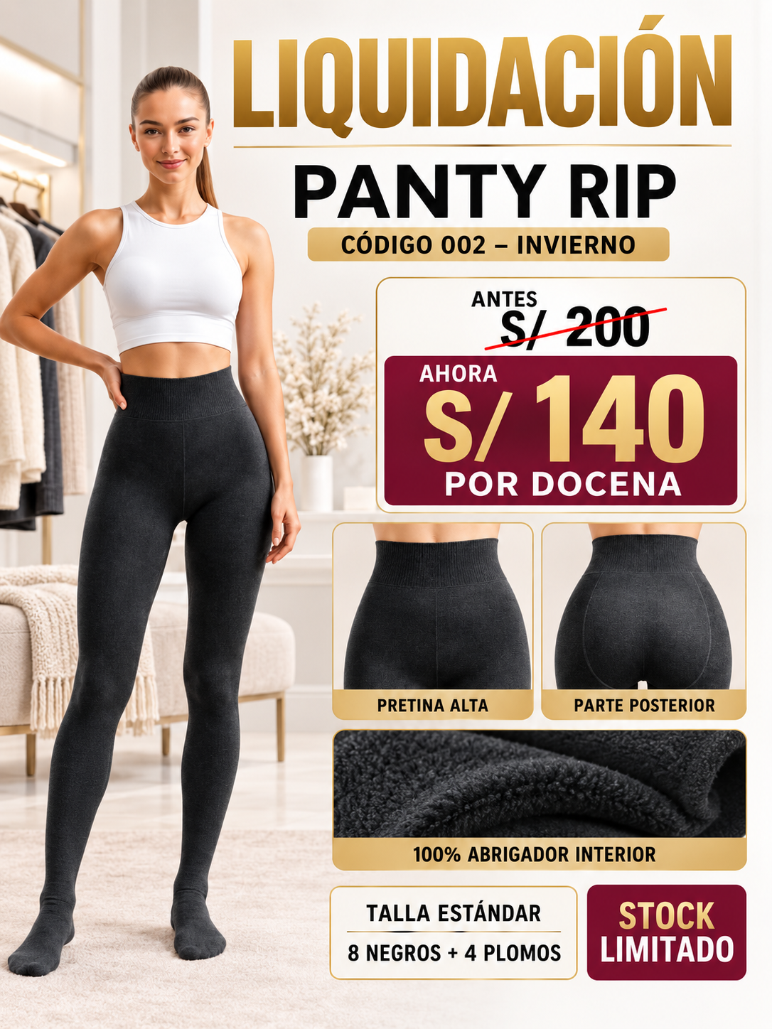 Panty RIP Afelpado de Invierno – Código 002 | Liquidación