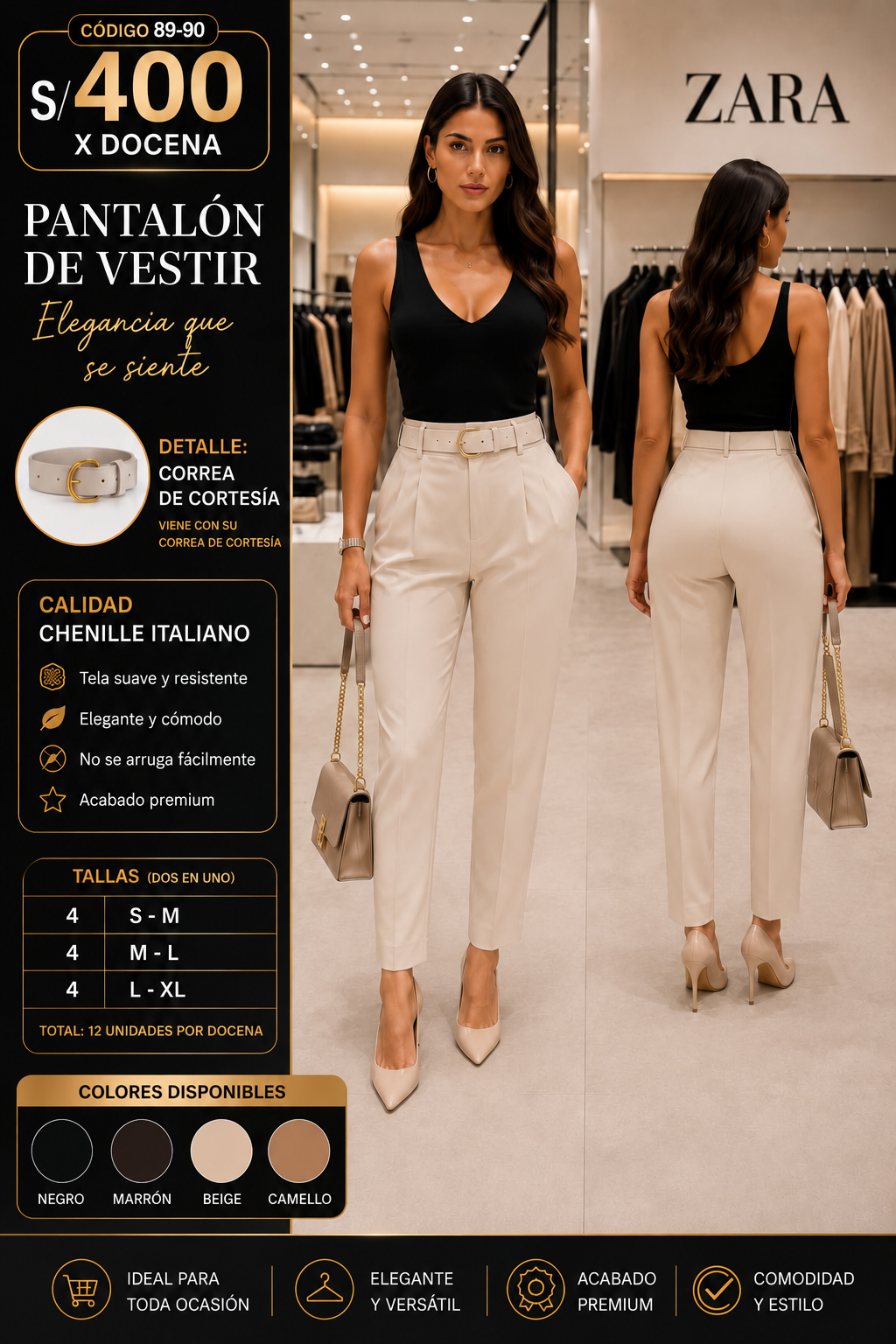 PANTALÓN DE VESTIR CHENILLE ITALIANO – CÓDIGO 8990