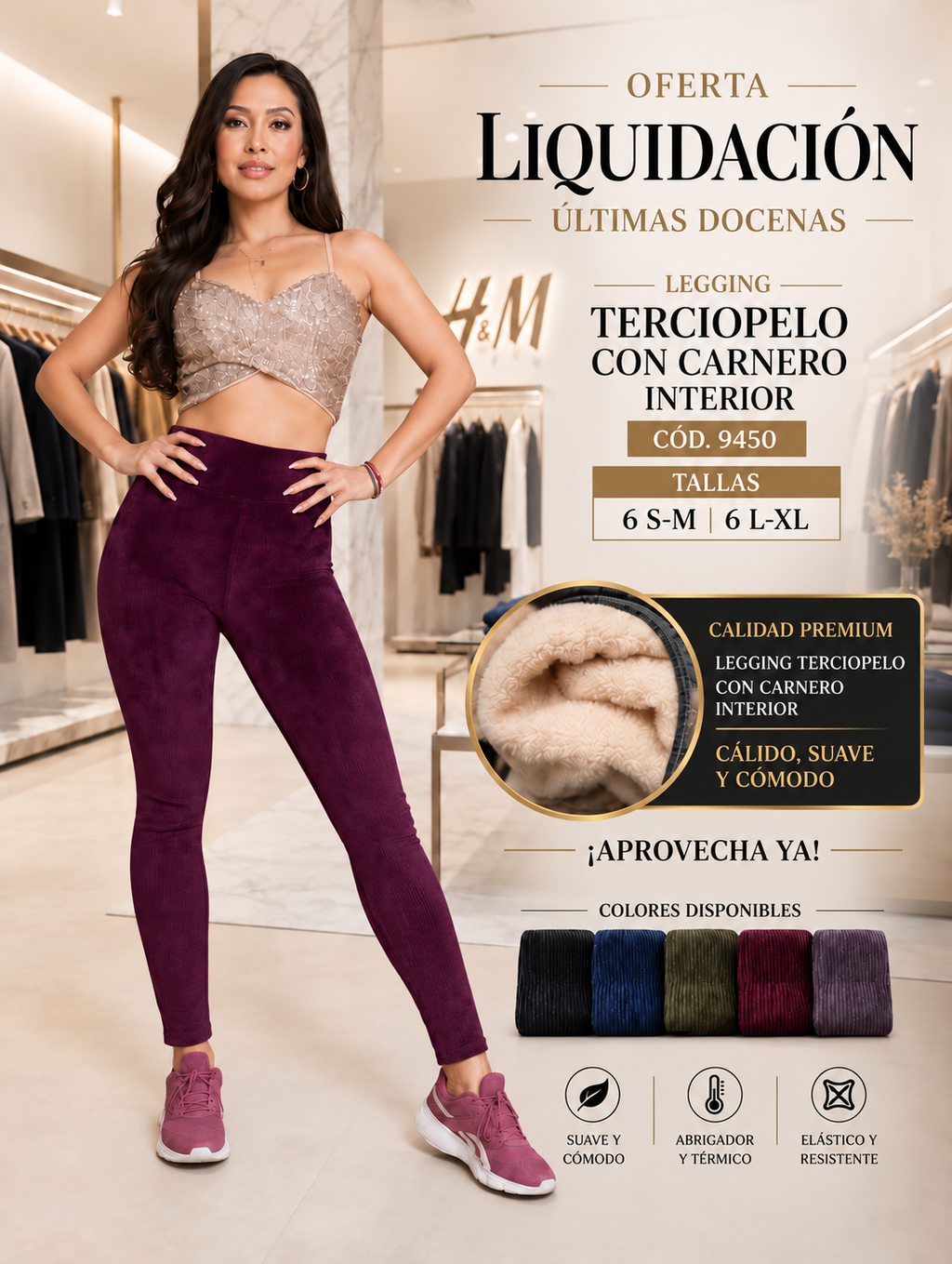 Legging de Terciopelo con Carnero Interior – Cód. 9450