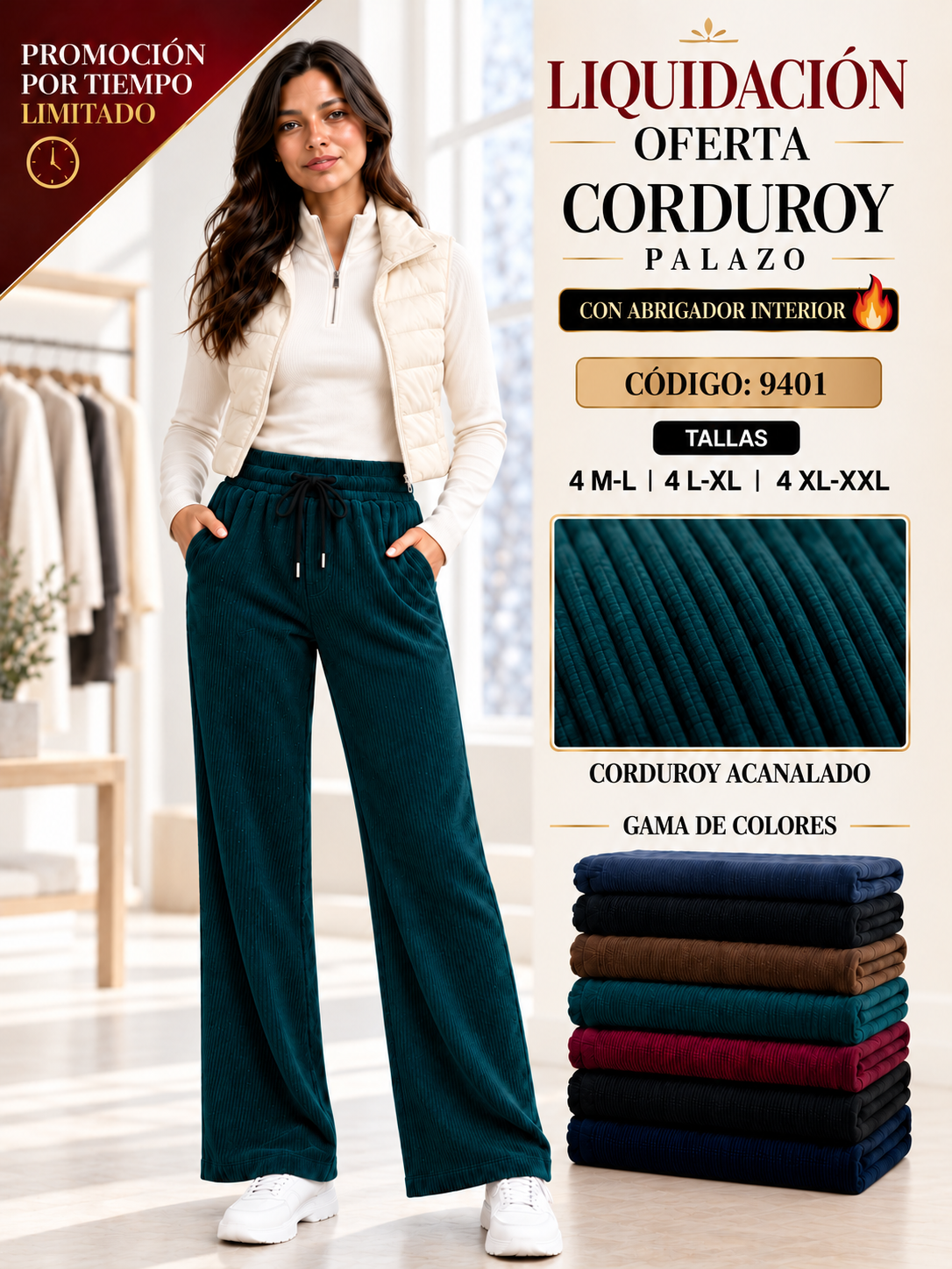 Palazo Corduroy con Interior Abrigador – Cód. 9401