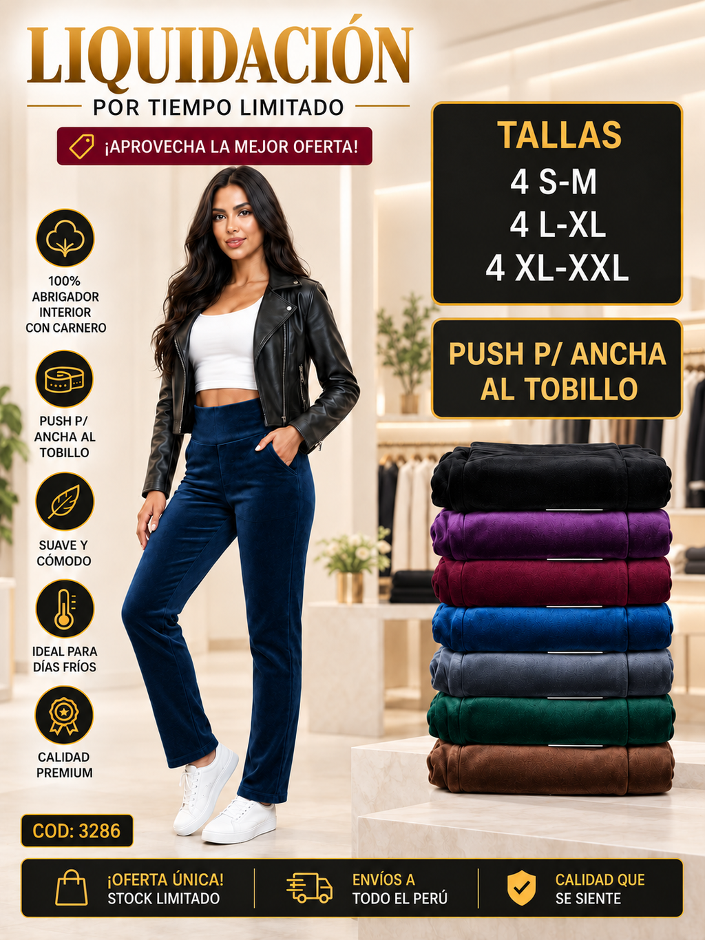 Pantalón clásico afelpado con carnero – Código 3286