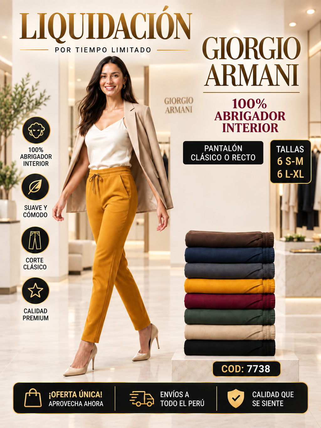 Pantalón Clásico Abrigador de Invierno – Código 7738