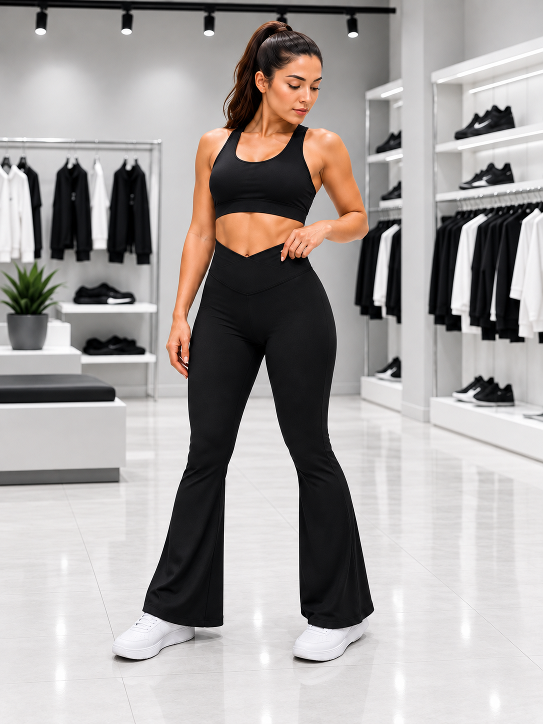 Pantalón Sirena Corte V en Licra Negro – Código 2614