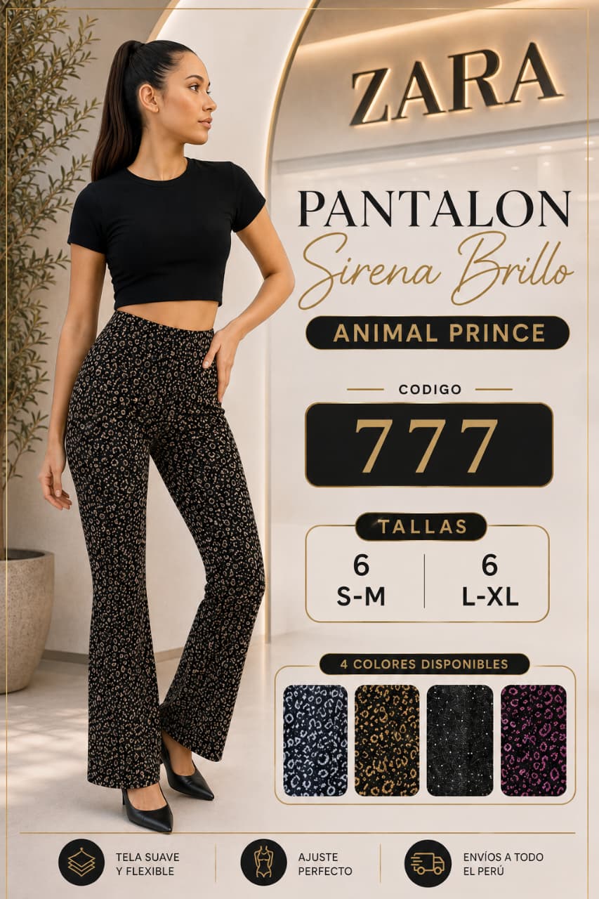 Pantalón Sirena Brillo Animal Print Importado – Código 777