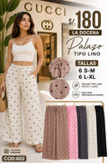 Palazo Tipo Lino Estampado de Lazos – Código 602