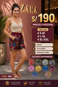 Short de Tela Hindú con Bordado Floral – Código 158