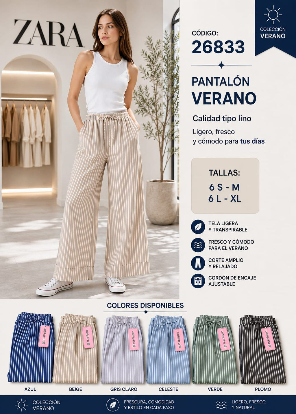 Palazo Tipo Lino a Rayas – Código 26833