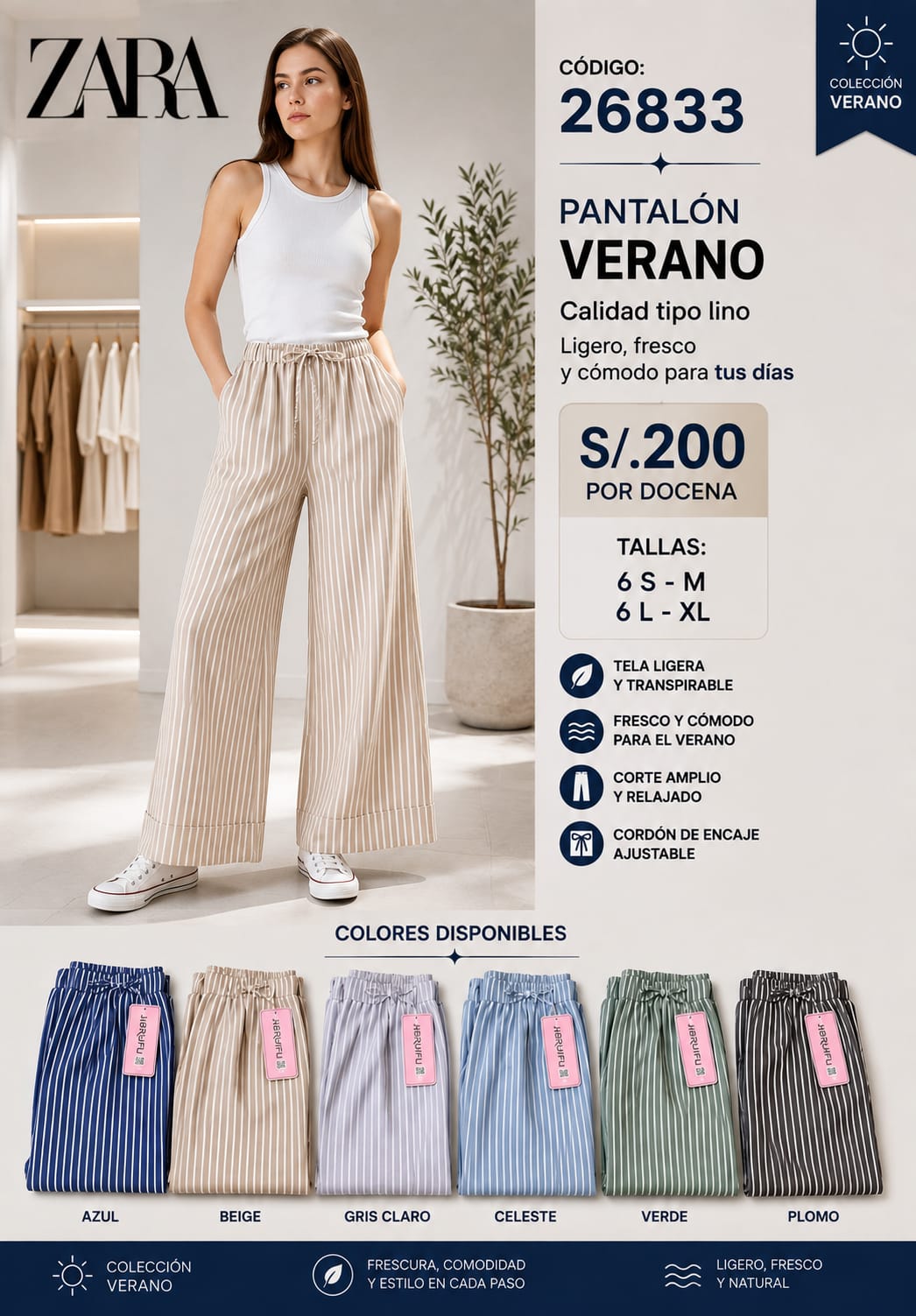 Palazo Tipo Lino a Rayas – Código 26833