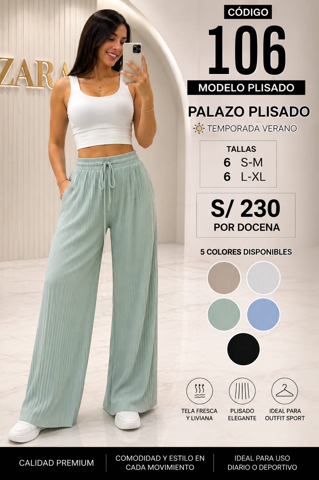 PALAZO PLISADO SIN BASTA Y SIN BOLSILLOS – CÓDIGO 106