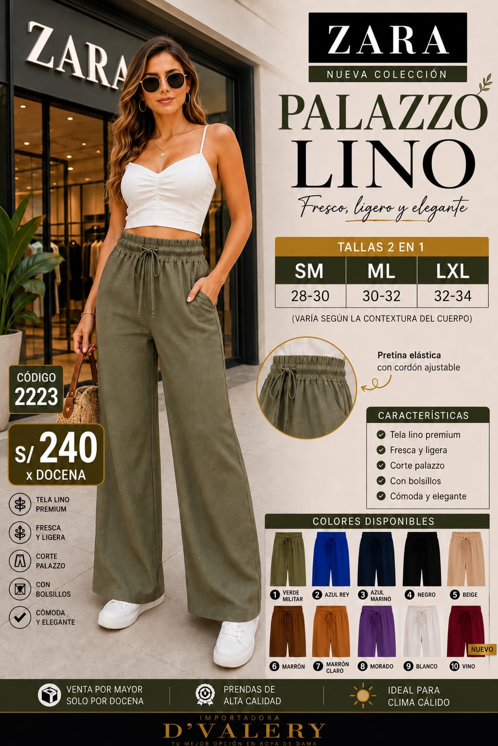 Palazo de Lino Premium Importado – Código 2223
