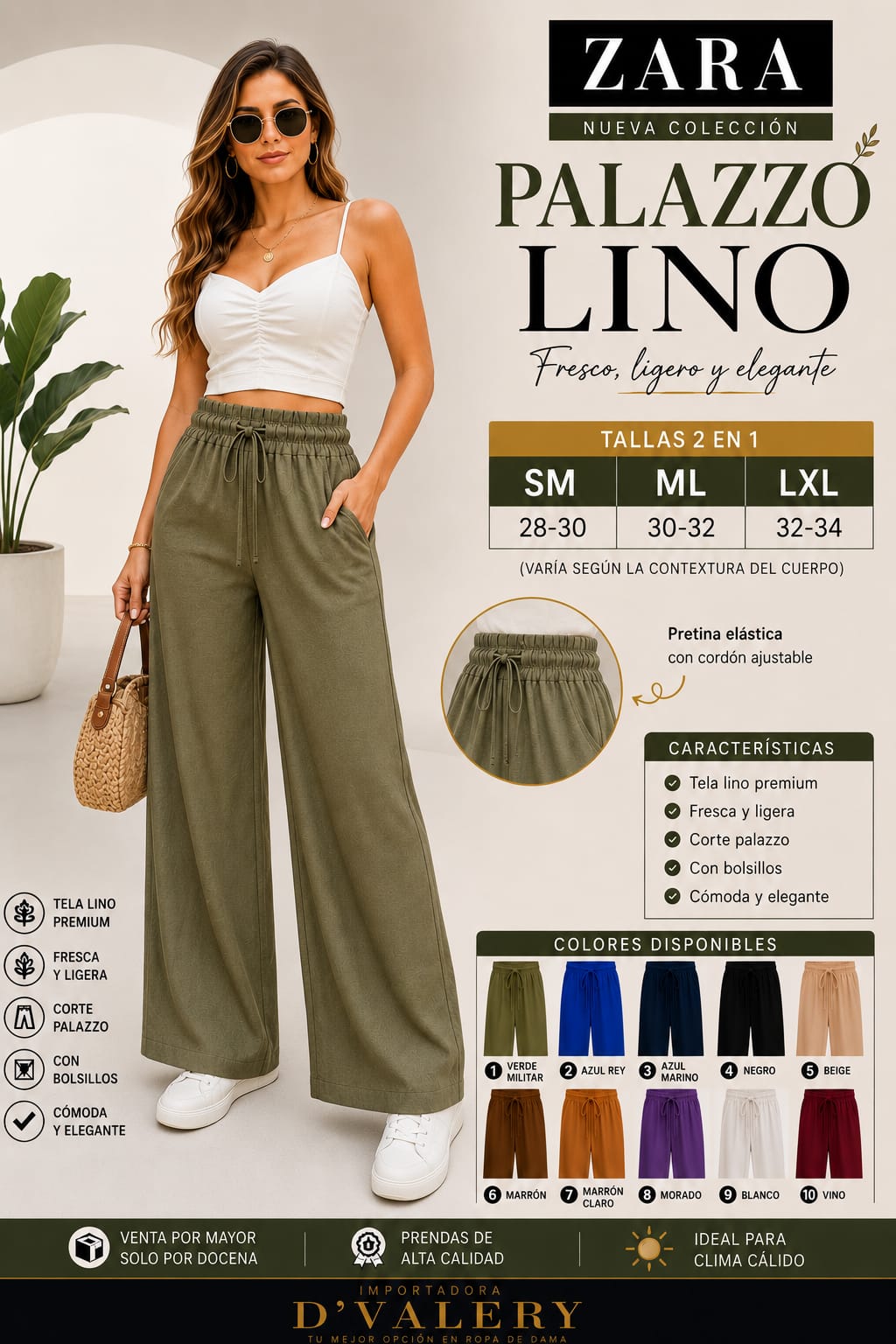 Palazo de Lino Premium Importado – Código 2223