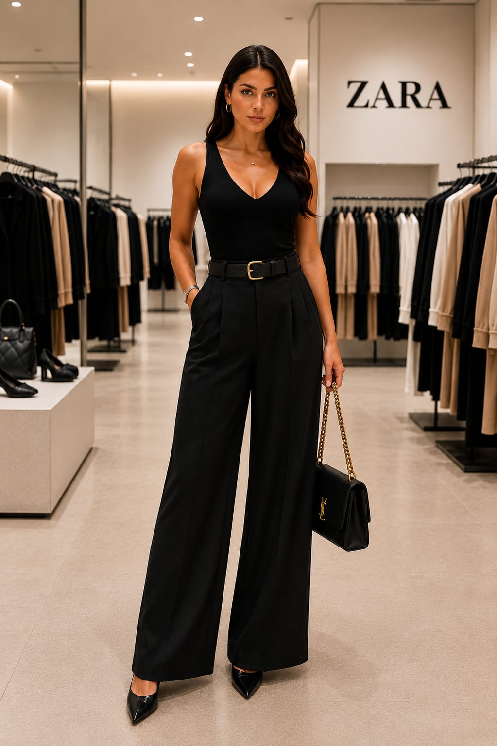 Pantalón Palazzo Chenille Italiano con Correa – Códigos 7889